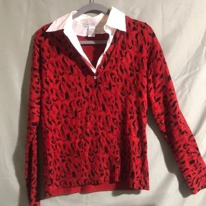 Napa valley red leopard print sweater size S